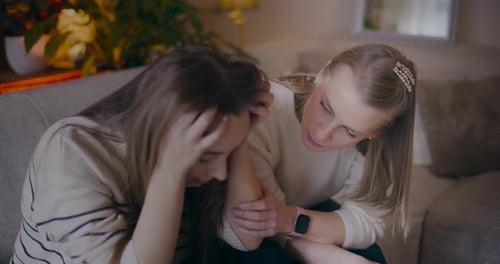 Emotional Stressed Woman Support Helping