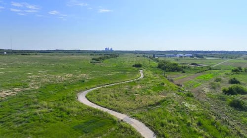 flying over the road in the country