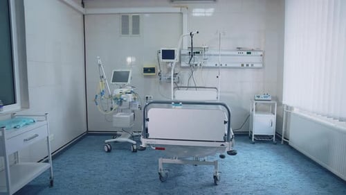 Empty Hospital Room with Medical Equipment