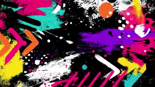 Neon Graffiti Brush Strokes Urban Pop Abstract Motion Background 4k Loop