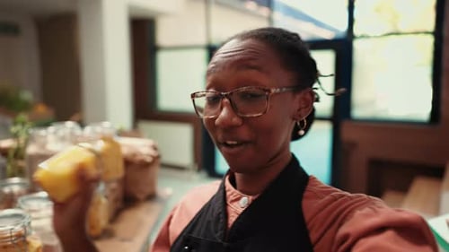 POV Zero Waste Eco Store Owner Filming Social Media Ad