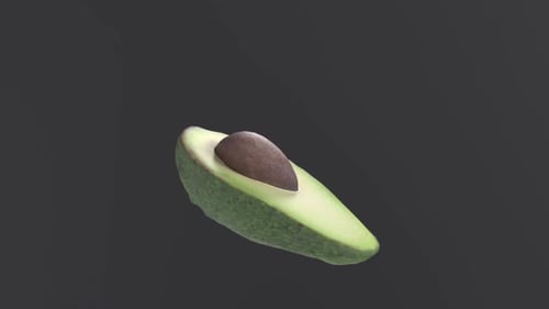 Realistic Rotating Avocado Half with Seed Animation