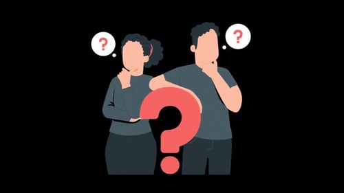 Animated Thinking People with Question Marks Flat Design