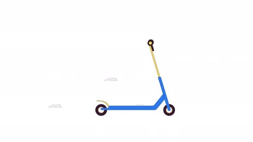 Autonomous electric scooter riding line 2D object animation