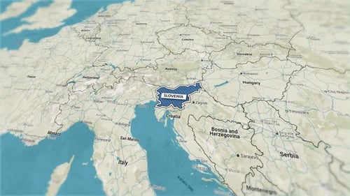 Animated Map Highlight of Slovenia in Europe