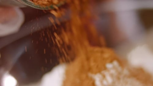 Adding Brown Powder to White Powder Ingredient