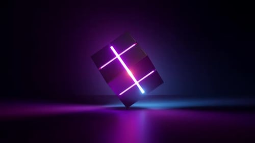 cubic box with glowing neon lines