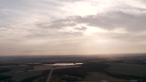 Aerial View of Rural Landscape at Sunset