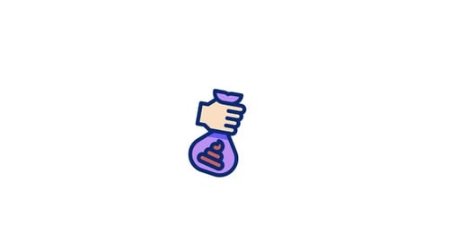 Animated Hand Holding Poop Waste Bag Icon