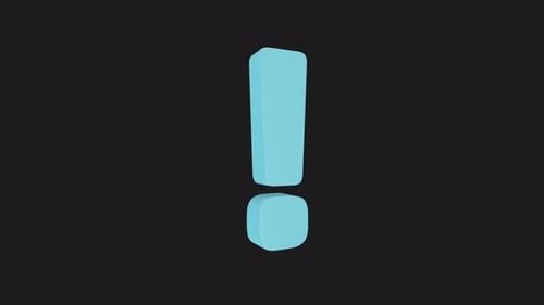 3D Light Blue Exclamation Mark Morphing In Animation