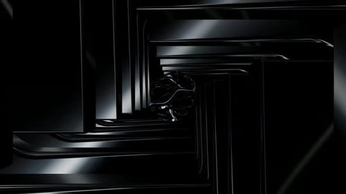 Movement Through a Tunnel of Black Shapes, Exclusive, 3D Render, Background, Reflection