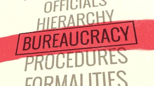 Bureaucracy Word Cloud Text Highlight and Strikeout Animation