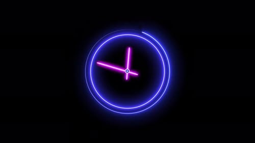 Analog digital technology well clock animation on the 24 hours always rotating