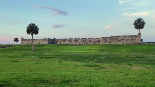 Defense Walls Of Castillo de San Marcos National Monument In St. Augustine, Florida, USA. Sideways