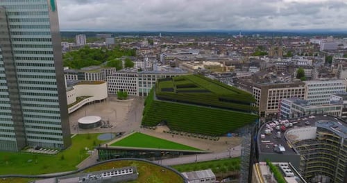 Dusseldorf Germany 28 November 2023 Establishing Aerial Shot Revealing the Largest Green Facade in
