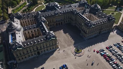 Aerial drone view of the Würzburg Residence (Residenz Würzburg) in Germany