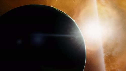 Futuristic Planet Sunrise in Cosmic Space Animation