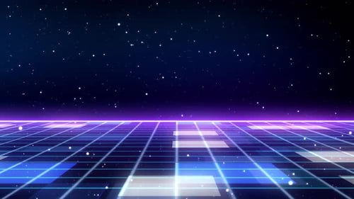 Retro Synthwave Grid Motion Background Loop