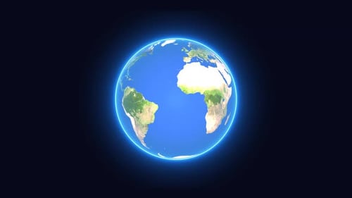 Glühender Erdplanet, Erdplanet, der sich um seine eigene Achse dreht, Vorderansicht des rotierenden Erdplaneten. 1471