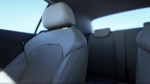 Modern Car Interior with Detailed Passenger Seat Camera Pan