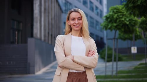 Smiling Woman Face Portrait Beautiful Fashion Confident Young Businesswoman