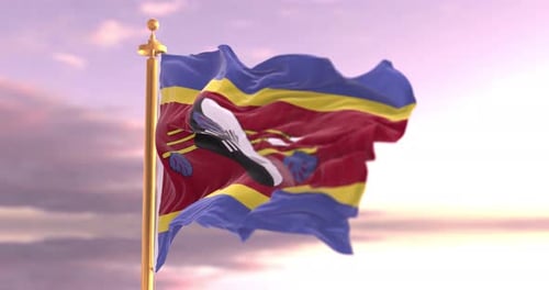 Swaziland Flag Waving In The Wind – 4K Cinematic Animation