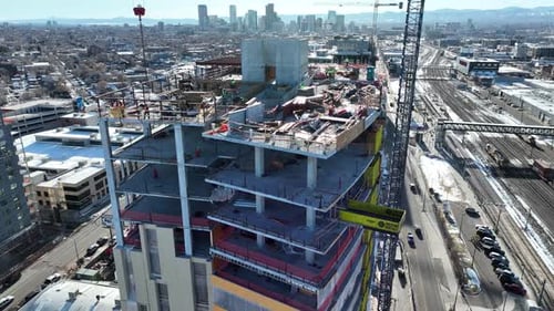 High-Rise Building Construction Site in Urban Area