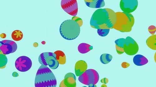 3D loop animation of the colorful Easter eggs falling from the top.