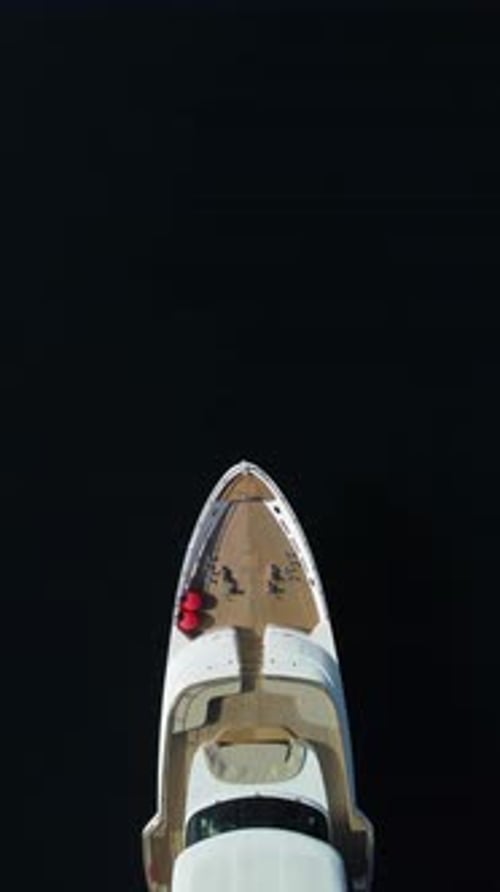 Yacht on Calm Sea Luxury Cruise Trip Side View of White Boat on Deep Blue Water Aerial View of Rich
