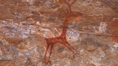 Rock Paintings on an Archeological Site at Serra Da Capivara National Park Brazil