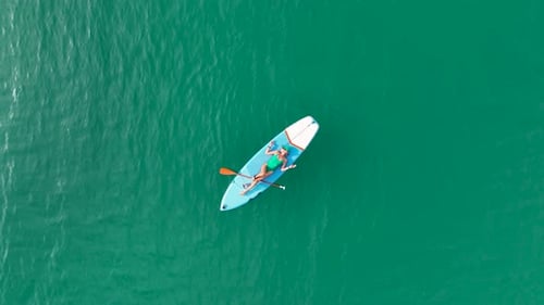Aerial View Paddleboarding Through the Green Canyon People Swimming and Enjoying the Summer