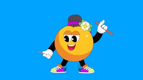 Lindo personaje de dibujos animados de limón bailando con frutas, animaciones de alimentos para niños