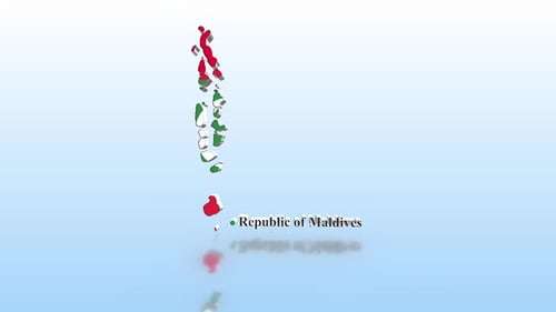3D Map of Maldives Forming and Rotating Title Animation