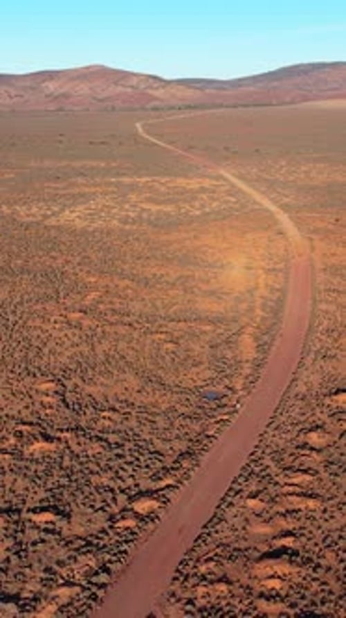 Vertical Drone Shot of Desert Track in Flinders Ranges, South Australia