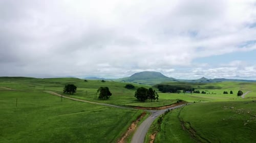 Outdoor, road and countryside with nature, drone or environment with peace, agriculture or field