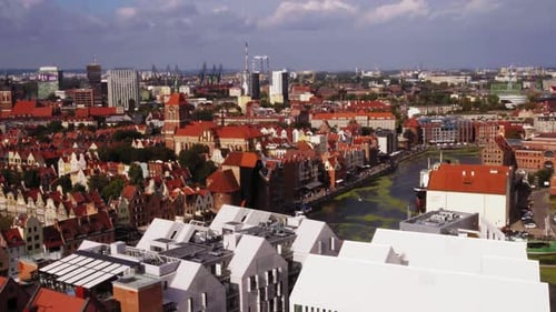 Gdansk City old town. Aerial view.