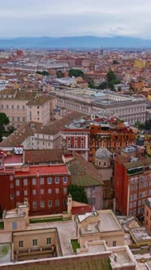 Aerial View Rooftops of the City of Rome Italy Establishing Shot of the Capital's Skyline Drone