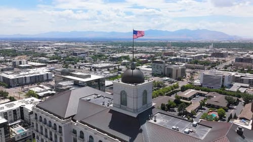 A Stunning Aerial View of the Salt Lake City Skyline Located in the Beautiful Utah Region