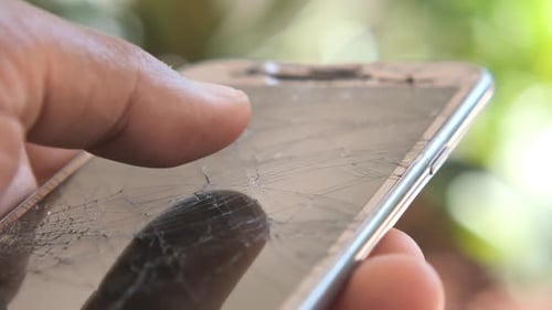 Cracked Smartphone Screen Close Up