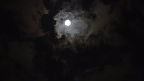 Dramatic Moon Shines Through Heavy Clouds at Night