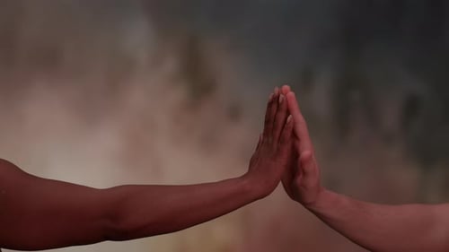 An Artistic Gesture Composition Set Against an Ethereal and Captivating Background