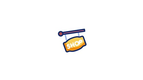 Animated Shop Sign Icon with Gentle Swinging Motion