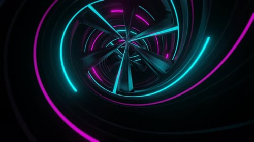 Pink And Cyan Neon Spiral Ventilation Background Vj Loop In 4K