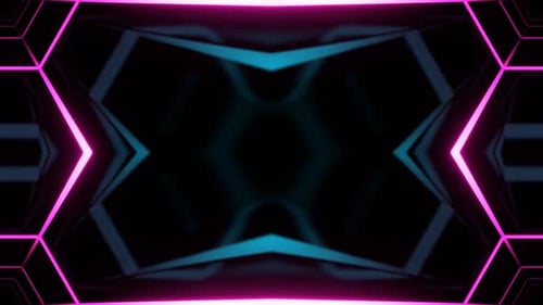Cyan And Pink Neon Glowing Abstract Pattern Changes Background Vj Loop In 4K