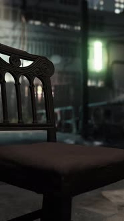 A Wooden Chair Sitting on Top of a Tiled Floor