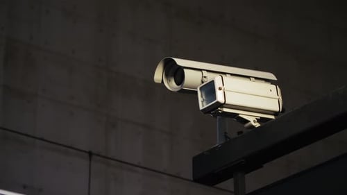 Close Up of CCTV Camera at Railway Station