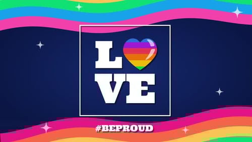 Pride Love Rainbow Heart Text Reveal Animation