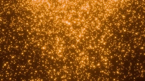 Fiery golden particles background drop randomly seamless loop 3d render