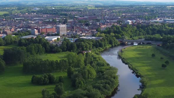 Rickerby Park and Carlisle City Centre, Buildings Stock Footage ft ...