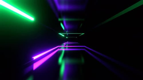 Purple And Turquoise Neon Rectangular Shapes Moving Background Vj Loop In 4K